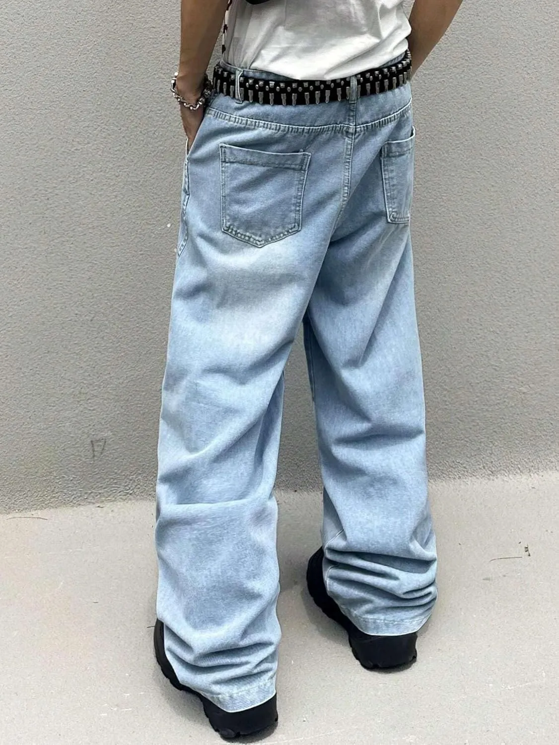 ZAFUL Men‘s Baggy Jeans Low Waist Hip Hop Skater Y2k Denim Pants Vintage Streetwear Trouser