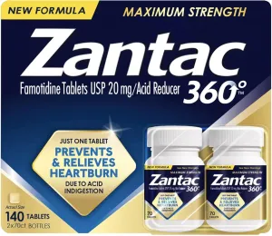 Zantac 360 Maximum Strength 20mg,120 Tablets