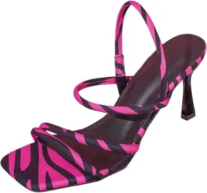 Zebra Print High Heel Sandals for Women – Stiletto Peep Toe Strappy Sandals, Fashionable Animal Print Footwear