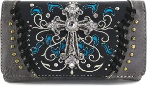 Zelris Spring Bloom Western Cross Women Crossbody Wrist Trifold Wallet