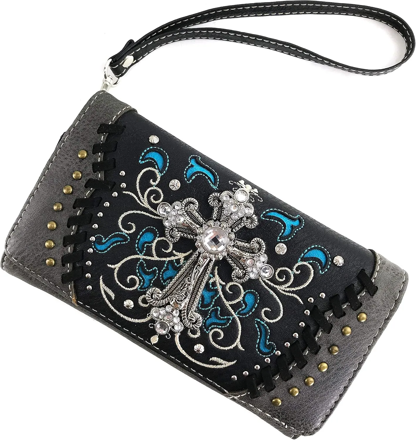 Zelris Spring Bloom Western Cross Women Crossbody Wrist Trifold Wallet
