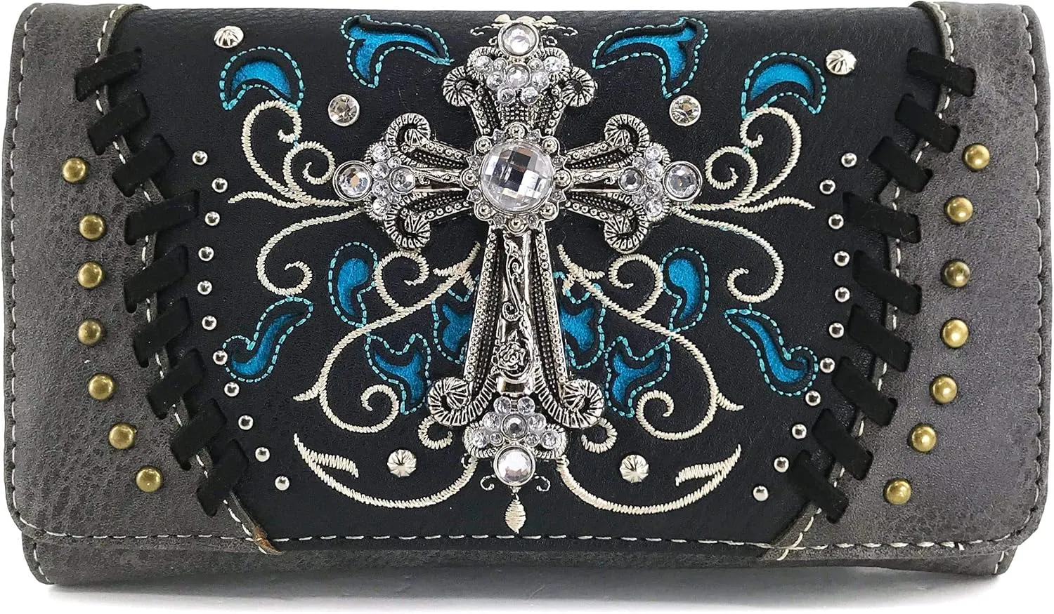 Zelris Spring Bloom Western Cross Women Crossbody Wrist Trifold Wallet