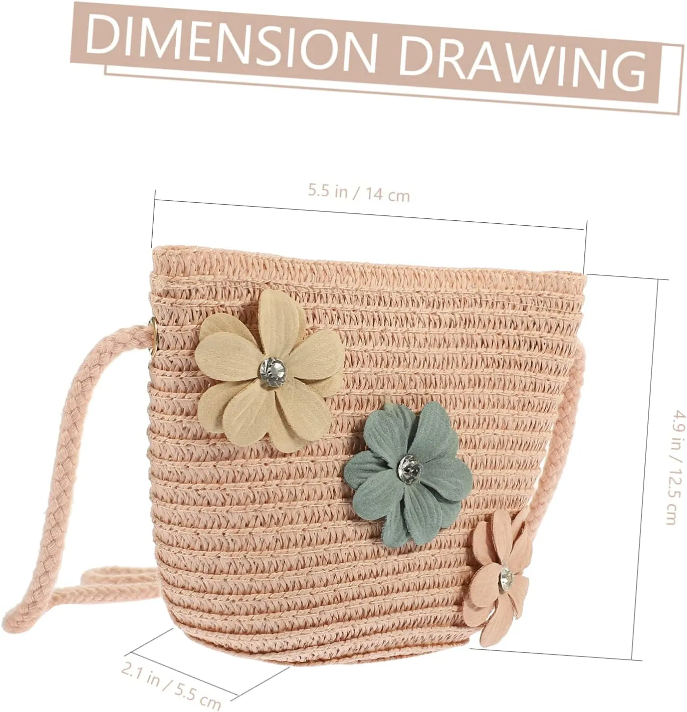 Zerodeko 2pcs Straw Children's Satchel Baby Decor Summer Crossbody Mini Purse Sunflower Gift Bag Purse for