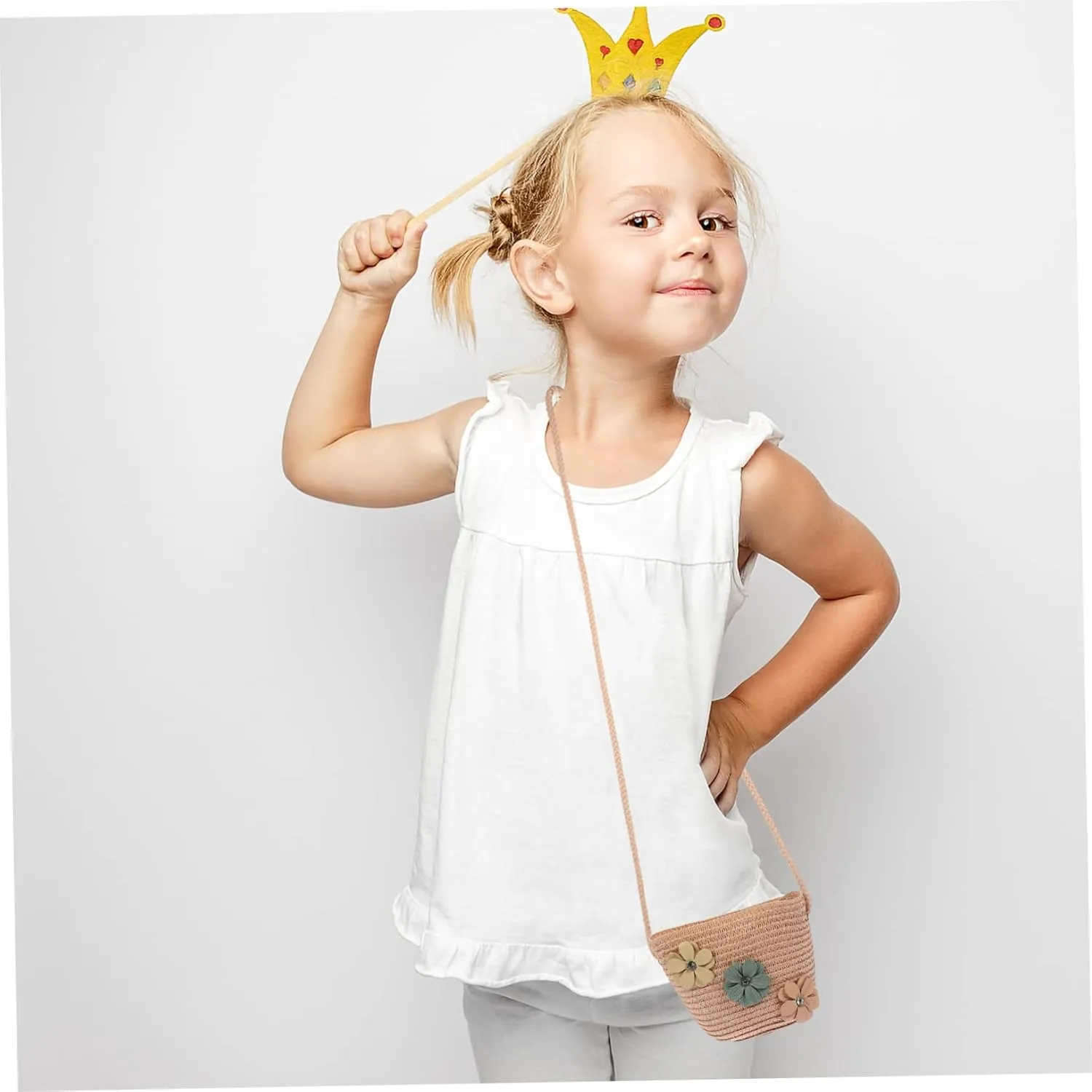 Zerodeko 2pcs Straw Children's Satchel Baby Decor Summer Crossbody Mini Purse Sunflower Gift Bag Purse for