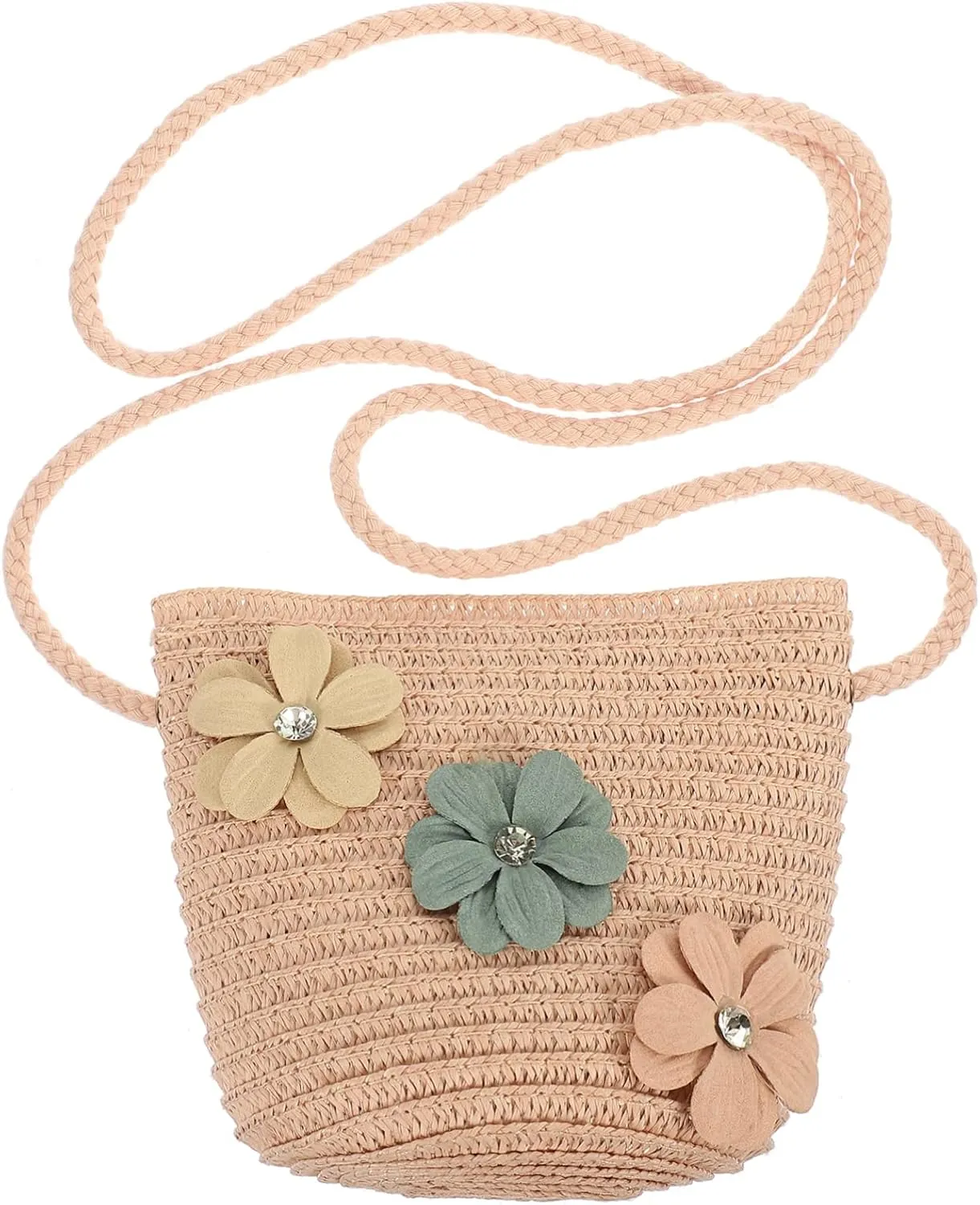 Zerodeko 2pcs Straw Children's Satchel Baby Decor Summer Crossbody Mini Purse Sunflower Gift Bag Purse for