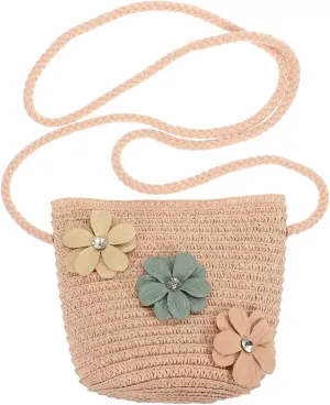Zerodeko 2pcs Straw Children's Satchel Baby Decor Summer Crossbody Mini Purse Sunflower Gift Bag Purse for