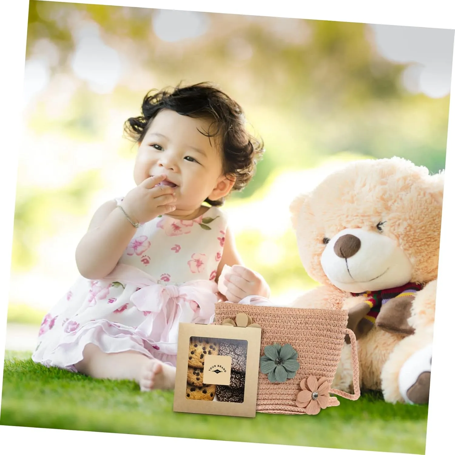 Zerodeko 2pcs Straw Children's Satchel Baby Decor Summer Crossbody Mini Purse Sunflower Gift Bag Purse for